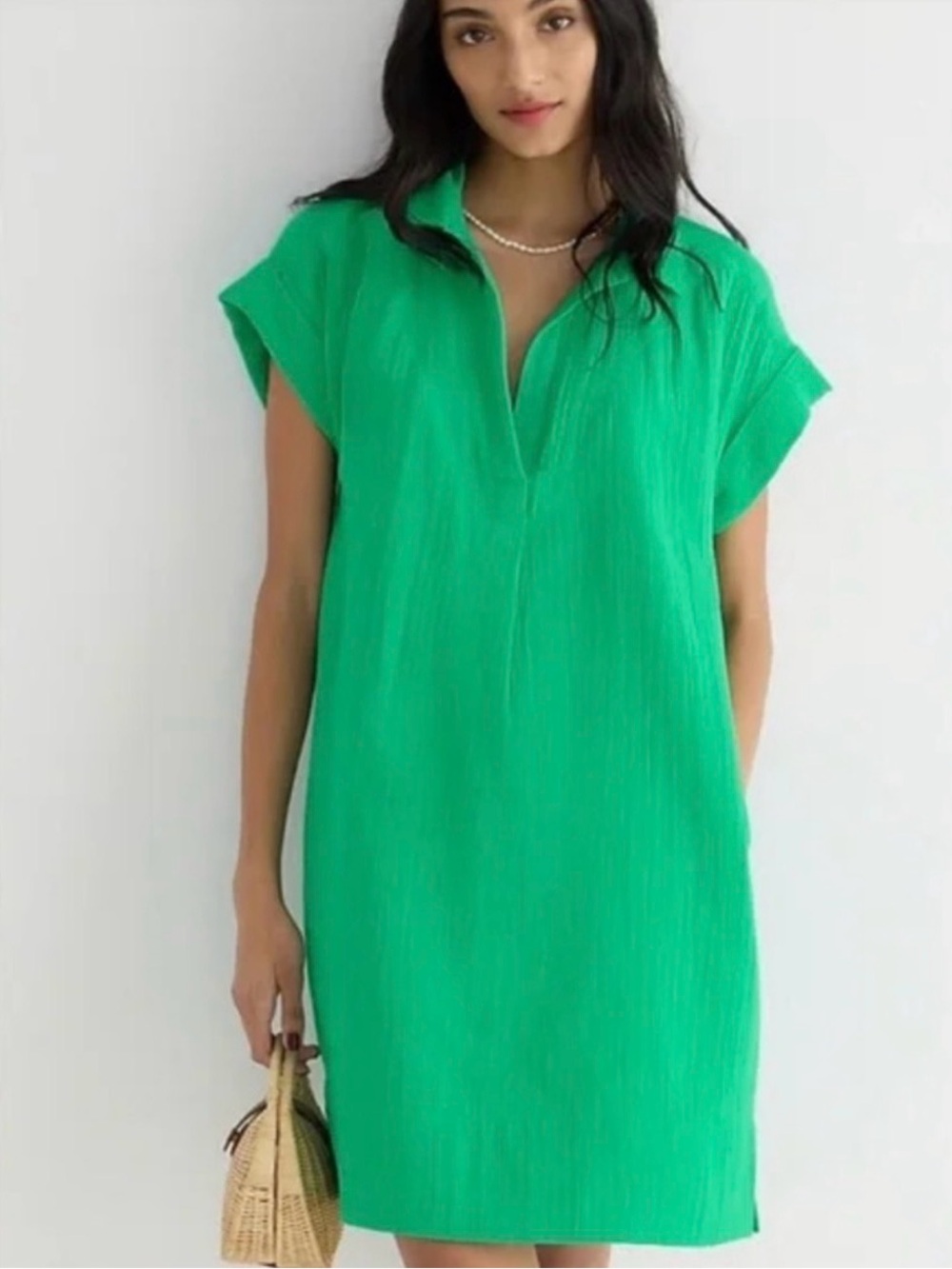 J. Crew Emerald Green V-Neck Swim Cover-Up